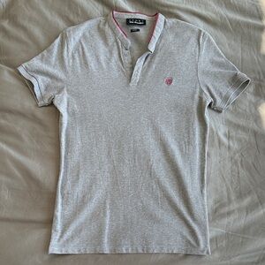 The Kooples Light Gray Polo with Red Trim